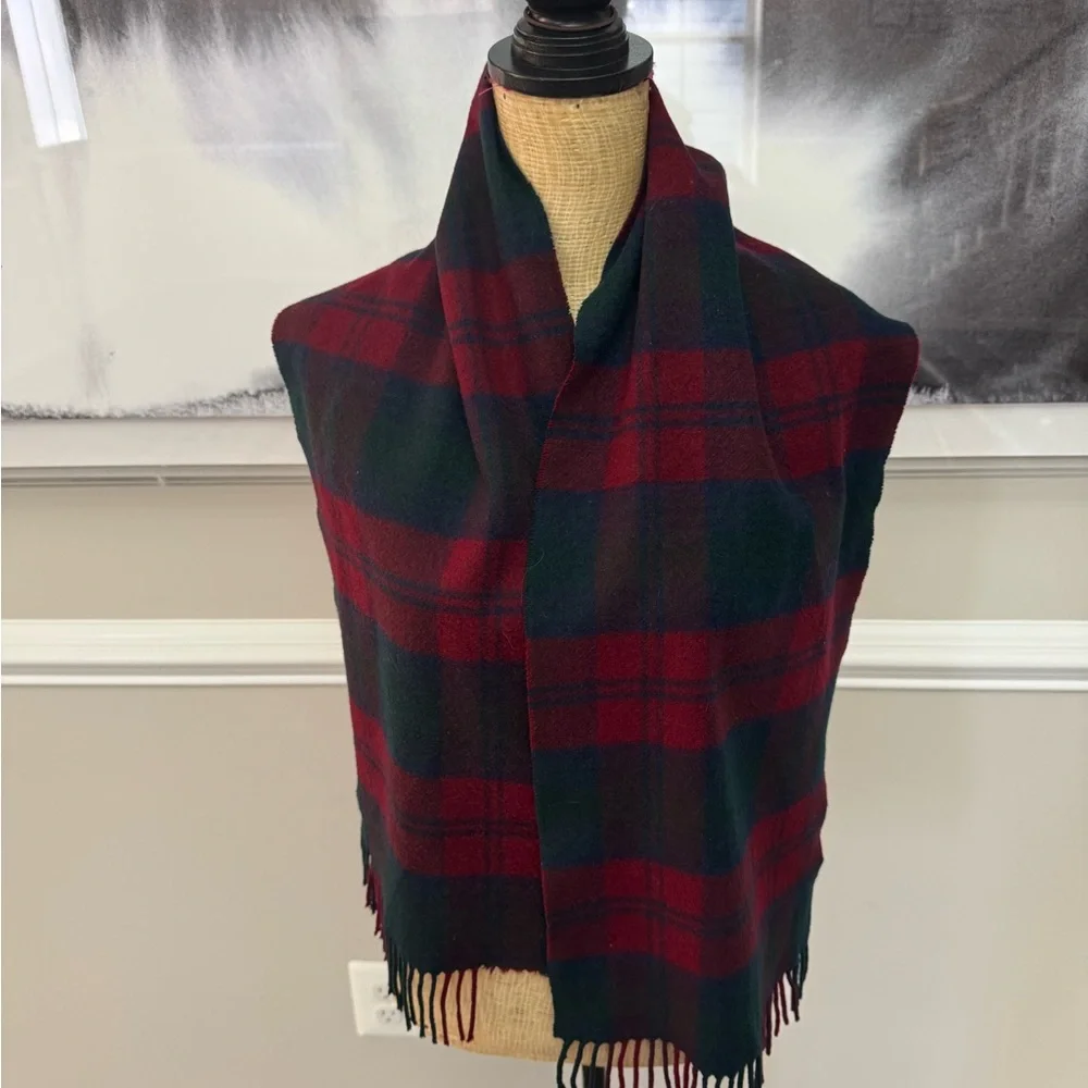 Scots Glen Plaid‎ Wool Scarf - Red and blue cashmere